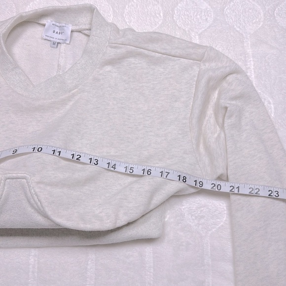 Sabo Womens Cropped Ribbed Crewneck Top Neutral Beige Cotton Blend Moto Style M - Picture 7 of 12